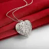 Ciondolo modello fiore smerigliato moda Ciondolo semplice a forma di cuore vuoto Catene gioielli in argento sterling 925 per collane medaglione uomo donna