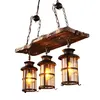 Pendant Lamps Industrial Woody Wrought Iron Pendant Light Chandelier Hanging Lamp Celling Lights Fixture Metal Cage with Glass Shade for Indoor Bar