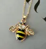 Ny Hot Style Lovely Bee Pendant Animal Kvinna Halsband 18K Rose Gold Crystal Drop Pendant Collarbone Chain Fashion Classic Delikat