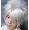 Silver White Short Straight Fluffy Women Lady Cosplay Anime Hair Wig Wigs +Cap