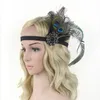 4 unids/lote, diadema de plumas para mujer, accesorios para el cabello, diadema de lentejuelas con cuentas de diamantes de imitación, tocado de fiesta Vintage Gatsby de los años 20