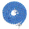 Collana da uomo con catena da tennis in zircone cubico rosso e blu Bling CZ Stone placcato in oro bianco 18 carati Personalizzato Hip Hop Tide 0,16 pollici Accessori per gioielli Rapper Regalo in vendita