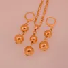 Anniyo Gold Color Bead Jewelry sets Round Pendant Necklaces/Ball Earrings for Women Arab/African Ethiopian Jewelry Gift #106406