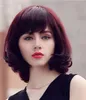 Womens Red Wine Curly Wig Fashion Short Wigs Hair