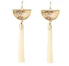 Chinês estilo Borla Brincos Shell Fan Ferida Fringe Dangle Chandelier 6 Cores De Boa Qualidade Design Mulheres Jóias Melody2041