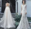 Stylish Milva 2018 Mermaid Wedding Dresses High Quality Lace Applique Illusion Bridal Gowns Long Sleeves Backless Modest Wedding Dresses