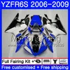 Karosserien für Yamaha YZF600 YZF R6 S YZF R6S blau schwarz Lager 2006 2007 2008 2009 231HM.26 YZF-R6S YZF-600 YZF R 6S R6S 06 07 08 09 Verkleidungsset