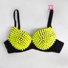 2014 New Sexy Resina Studded Rivet Bras Push Up Brassiere Disco Dance Party Bra Top Mulheres Bralette Underwear Lingerie