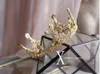 Strass dorati scintillanti Festa di nozze Corona nuziale Tiara Copricapo da sposa Donna Ladie Corona di capelli di cristallo rotonda2861