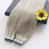 Tape in human hair extensions 40pcs Pgrey/613 Piano color Blonde Brazilian Hair Skin Weft Tape Hair Extensions 100g double drawn tape in