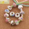 925 silver Handmade Porcelain Ceramic Big Hole Beads 60pcs/lot Mix 14X9mm Fit European Charms Bracelets Jewelry DIY