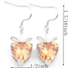 10 paires Luckyshine cadeau de vacances femmes coeur boucle d'oreille cubique zircone pierre précieuse 925 argent Champagne dame charme mariage boucles d'oreilles