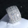 Yhamni Original Solid 925 Silver Rings Luxury Fashion Bridal Ringar för Kvinnor Micro CZ Zircon Bröllopskristall Smycken RA0146