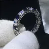 Classique femme infinity bague en argent Sterling 925 bleu 5A zircon Cz bagues de fiançailles de mariage pour les femmes bijoux de mariée