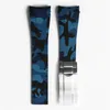 Waterprobroof Rubber Watchband Bostel Stainsal Steel Fold Buckle Strap لحزام فرقة السوار لمحار Oysterflex Sub Subelet Man 20mm Black Blue +أداة