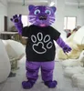 2018 Discount factory sale wildlife animal purple colour panther plush mascot costume for adult to wear