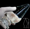 75mm large size pyrex glass anal butt plug huge crystal dildo big bead penis Adult female masturbation Sex toy for women men gay S924