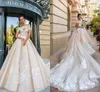 Wunderschöne Brautkleider im Kristalldesign, neue A-Linie, Rüschen, herzförmiger Spitzenapplikation, Brautkleid, Kapellenschleppe, wunderschönes Brautkleid