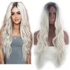 Hot-selling wigs, women's long curly hair, micro-volume, long straight hair, golden gradient, dyed, chemical fiber
