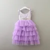 Flickor spets prinsessor klänningar sommar barn rhinestones bälte spännande tiere tulle tutu klänningar barn lång längd festklänning a003804139446