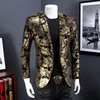 Versión europea local tirano dorado traje boutique superior para hombres moda moda juvenil talla grande tendencia novio vestido de novia chaqueta casual 200 libras disponible 5XL