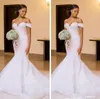 Underbar spets av axelbröllopsklänningar South African Plus Size Mermaid Bridal Gowns Sweep Train Wedding Vestidos Anpassad