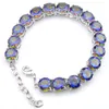 Fashion Tennis Bracelet Round 8 mm Multi-color Natural Mystic Topaz Gemstone 925 Silve Bracelets Jewelry Lovers