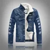 Men Denim Jacket Fur Collar Cashmere Coat Outdoor Outwear Overcoat Spring Autumn Tops Brand Clothes Promotions 2018