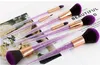 Busie da trucco a cristallo viola 7pc più recenti con spazzola per trucco diamante nera Pennello viola Blusher Fondazione BB BB Cream4052102