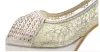 Marca designer-ouro saltos de prata sapatos de casamento sapatos de noiva confortável meados de bombas de salto princesa estilo vestido de baile vestido de sapatos tamanho 34 a 39