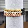 Stone Jewelry Wholesale 10pcs/lot High Quality 6mm Lava Rock Stone Braiding Bracelets Mix Gold, Silver, Rose Gold, Black Colors Nice Gift