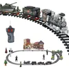 Klassieke RC trein set met rook realistische geluiden lichte afstandsbediening spoorweg auto kerstcadeau voor kinderen speelgoed