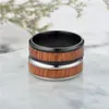 8mm roestvrij staal heren mozaïek hout graan ringen titanium stalen houten ring voor vrouwen mannen mode-sieraden in bulk