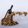 Konst och hantverk harts Grapevine Rack Wine Bottle Holder Glass Cup Display Champagne Flaskor Stativ Hängande Dricker Glasögon