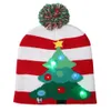 Cachecol de Natal + chapéus Conjunto de tricô Santa LED Chapéu 2019 Inverno Quente Adultos Crianças Árvore De Natal Floco De Neve Boll Boll Cap De Nato Apresentações C521