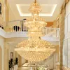 Moderne LED-Kristall-Kronleuchter-Leuchten, amerikanische große goldene Kronleuchter-Lampen, Hotel-Lobby, Halle, Treppe, Weg, Villa, Zuhause, Innenbeleuchtung