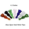 Glass Spoon Hand Water Pipe Solide Glass Spoon Pipe With Snowflake Bowl 4.2 Inches Bubbler Water Pipes Heady Smoking Accessories For Tobacco