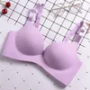 Atacado-fornecimento de peça lisa sem costura underwear sólido mulheres sutiã conjunto sem aros push up profundo v lingerie ajustável set 32-38