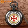 Vintage Black Cross Quartz Pocket Watch Classic Men Knight Templar Collier Bijoux