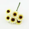 2.5 cm Mini Daisy Çiçek Ipek Yapay Çiçekler Buket Düğün El Yapımı DIY Scrapbooking Dekorasyon Için 6 adet / grup