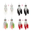 Ideal Way 4 Colors Hot Vintage Bohemian Drop Dangle Oorbellen Legering Bladeren Hanger Veer Oorbellen Sieraden