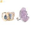 CSJA 2018 Amethyst Purple Quartz Ring غير منتظمة الأحجار الكريستانية المجوهرات الكريستالية الكريستال للنساء لا يوجد حجم إصبع محدود الذهب Jew6198064