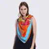 Novo lenço de seda sarja feminino sonho funciona impressão lenços quadrados moda envoltório feminino foulard grande hijab xale neckerchief 130*130cm