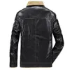 Mäns Jackor Män PU Läder Jacka Vinter Armé Pilot Tak Varm Male Fur Collar Tactical Mens Coat