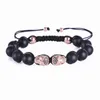 BraceletsBangle Men Bracelet Black Matte Stone Beaded Bracelet Double Skeleton Skull Micro Pave CZ Punk Rock Jewelry9589514