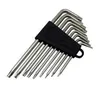 9PCS L-shape Hex key Set Torx Star Hex Wrench Tool Set with Holes Hardware Tool Kit - Silver + Black Clip