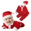 Xmas Baby girls boys outfits children Santa Claus top+pants with hat 3pcs/set 2018 fashion Christmas kids Clothing Sets C5131