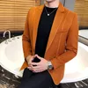 Wolmix Blazer Mannen 3 Effen Kleur Zwart Grijs Oranje Business Casual Heren Vintage Blazer Jasje Mannen Mannelijke pak Jas 5xl1287a