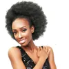 100% Insan Saç At Kuyruğu Uzantıları Brezilyalı Afro Kinky Kıvırcık Üst Kapatma Klip Ins Afro Kinky Kadınlar için Afro Kinky Uzantıları 140 g / adet