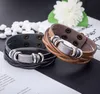 Mode Punk Retro MultiLayer Black Brown Leather Charm Armband för män Kvinnor Bangles Smycken Party Club Decor